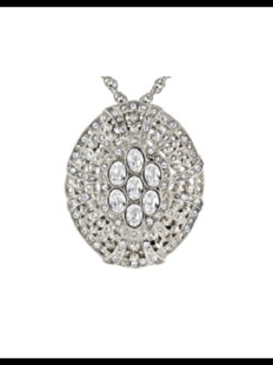1928 Jewelry - 1928 JEWELRY(R) OVAL WHITE
CRYSTAL SILVER-TONE NECKLACE